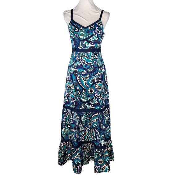 NWOT ModCloth Maxi Dress Sleeveless Tiered Paisley Whimsigoth Blue Size M - Picture 2 of 8